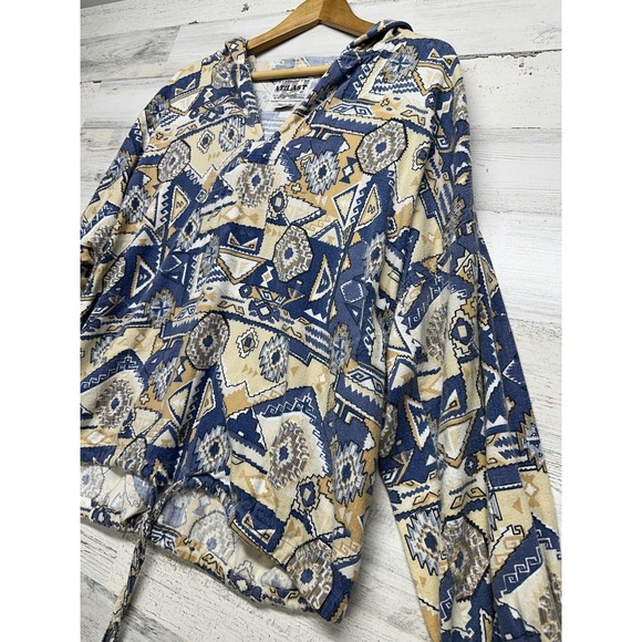 Absolutely At Last Tops - Vintage Womens M Apparel Aztec Southwestern 90s Flannel Pullover Long Sleeve Top